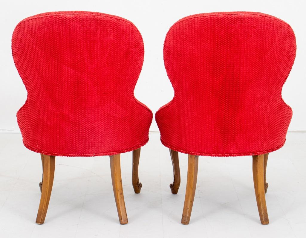 20th Century Victorian Manner Slipper Chairs, Pair For Sale