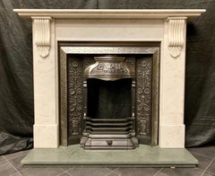 Victorian Manor Veined Statuary Marble Fireplace Surround