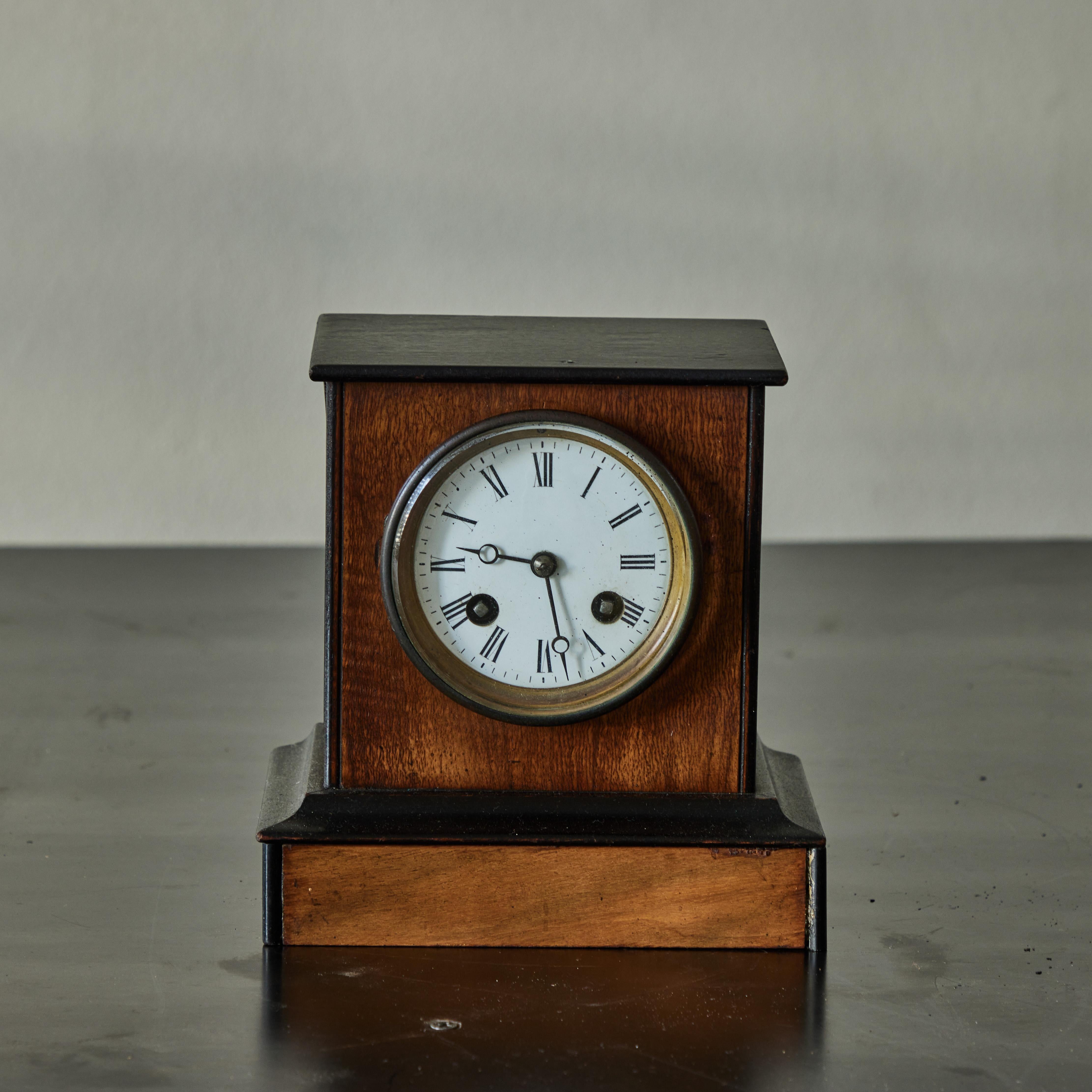 English Victorian Mantle Clock in Walnut