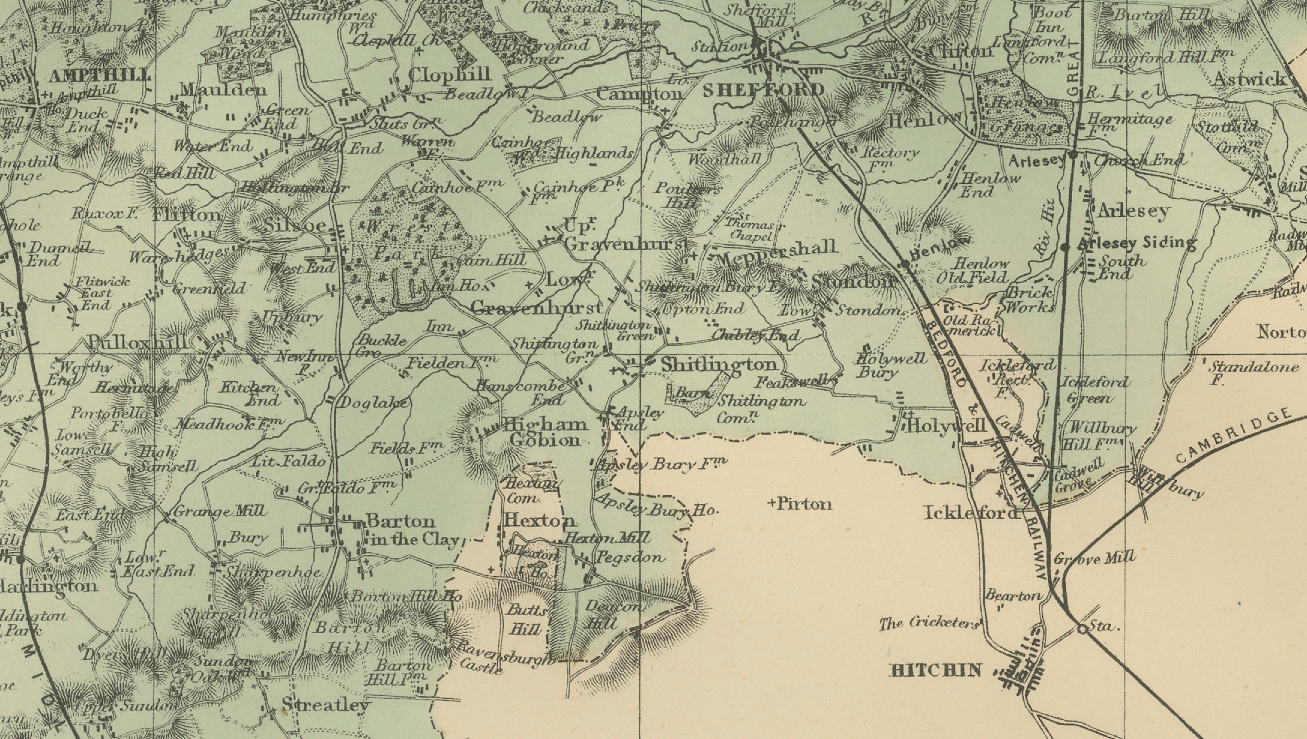Victorian Map of Bedfordshire, 1885 – Railways & County Detail