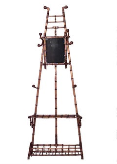 Victorian Maple Faux Bamboo Hatrack with Mirror, USA, 20th Century
