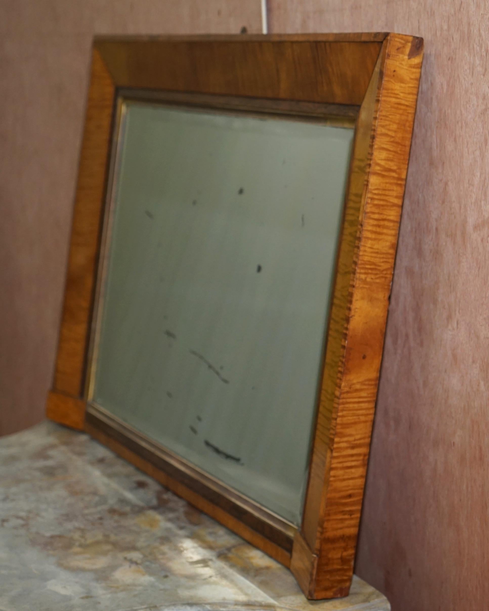 Victorian Maple Framed Wall Mirror Lovely Bevelled Timber and Distressed Glass For Sale 4