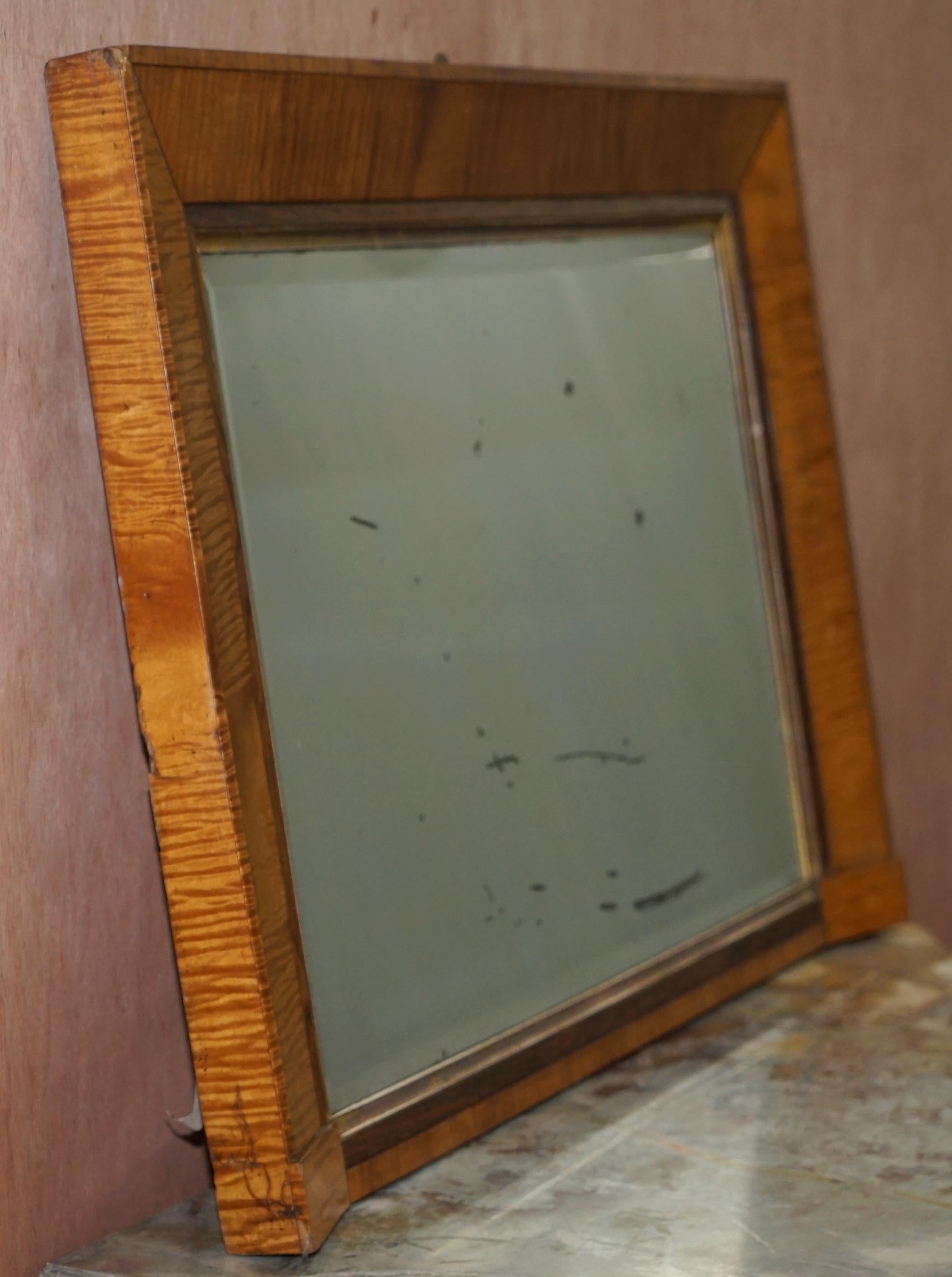 Victorian Maple Framed Wall Mirror Lovely Bevelled Timber and Distressed Glass For Sale 6