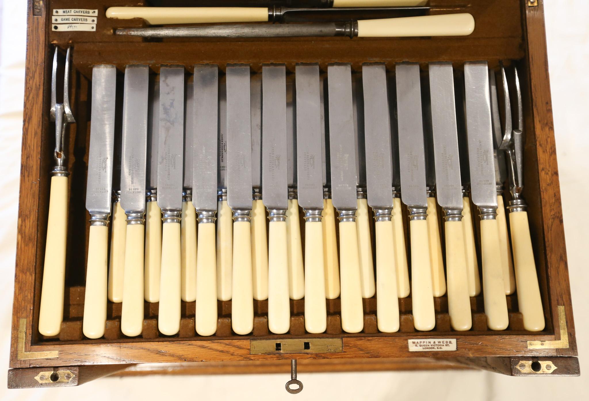 Victorian Mappin & Webb 148pc  Canteen of cutlery Queens Pattern etc 10
