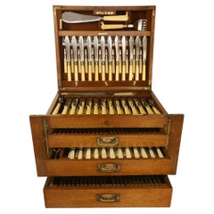 Antique Victorian Mappin & Webb 148pc  Canteen of cutlery Queens Pattern etc