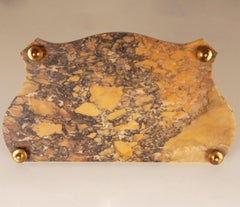 Victorian Marble Inkwell Sienna Yellow Inkstand Desk Set Antique Louis XVI