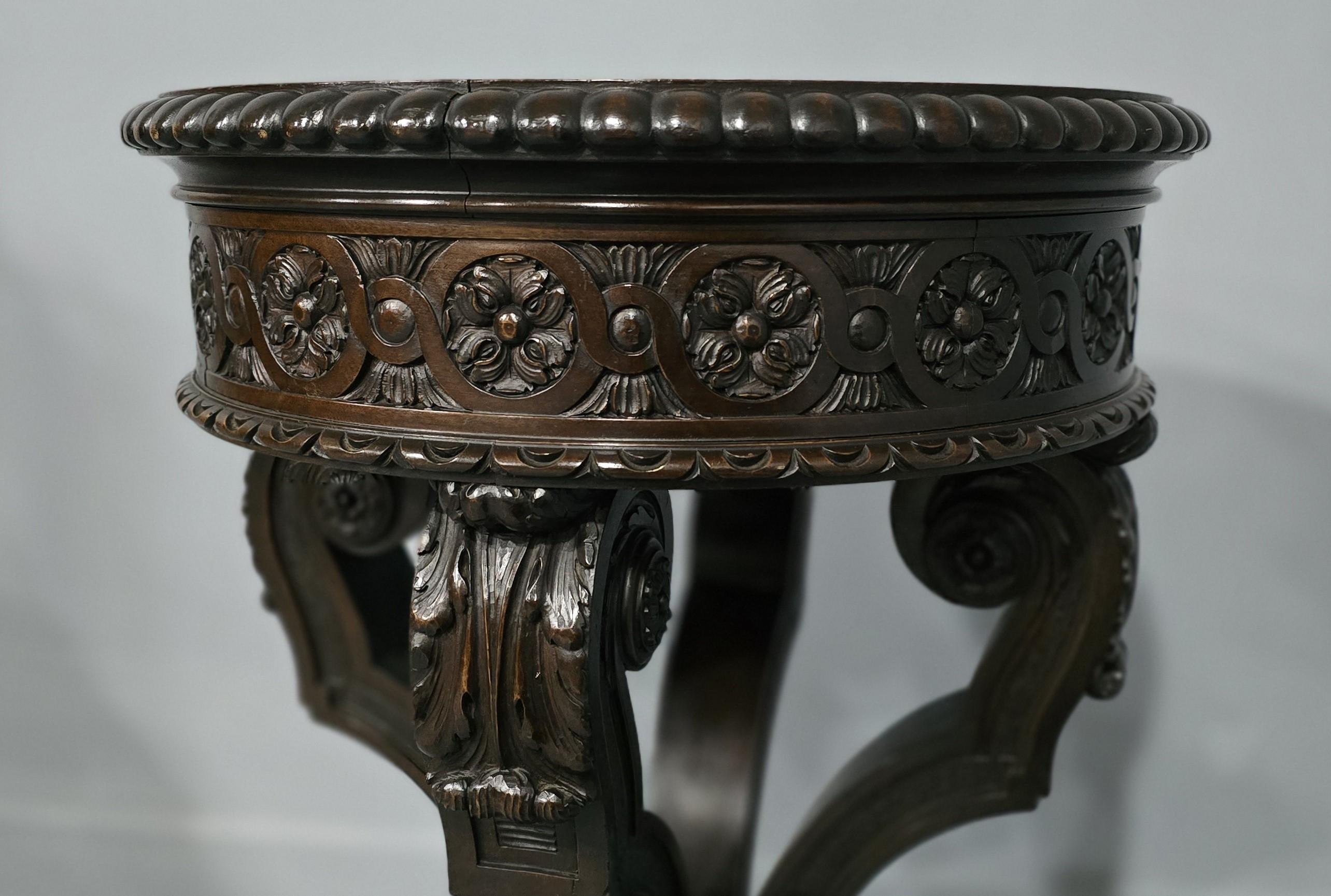 Marbre noir de Belgique Table victorienne Pietra Dura en vente