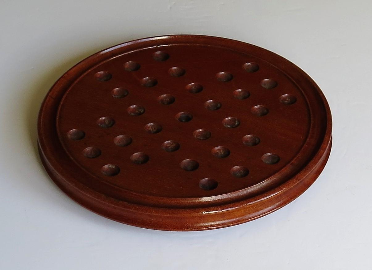 Victorian Marble Solitaire Fine Hardwood Board with 33 Clay and Stone Marbles For Sale 2