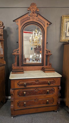 Victorian Marble top Bureau Dresser with Mirror