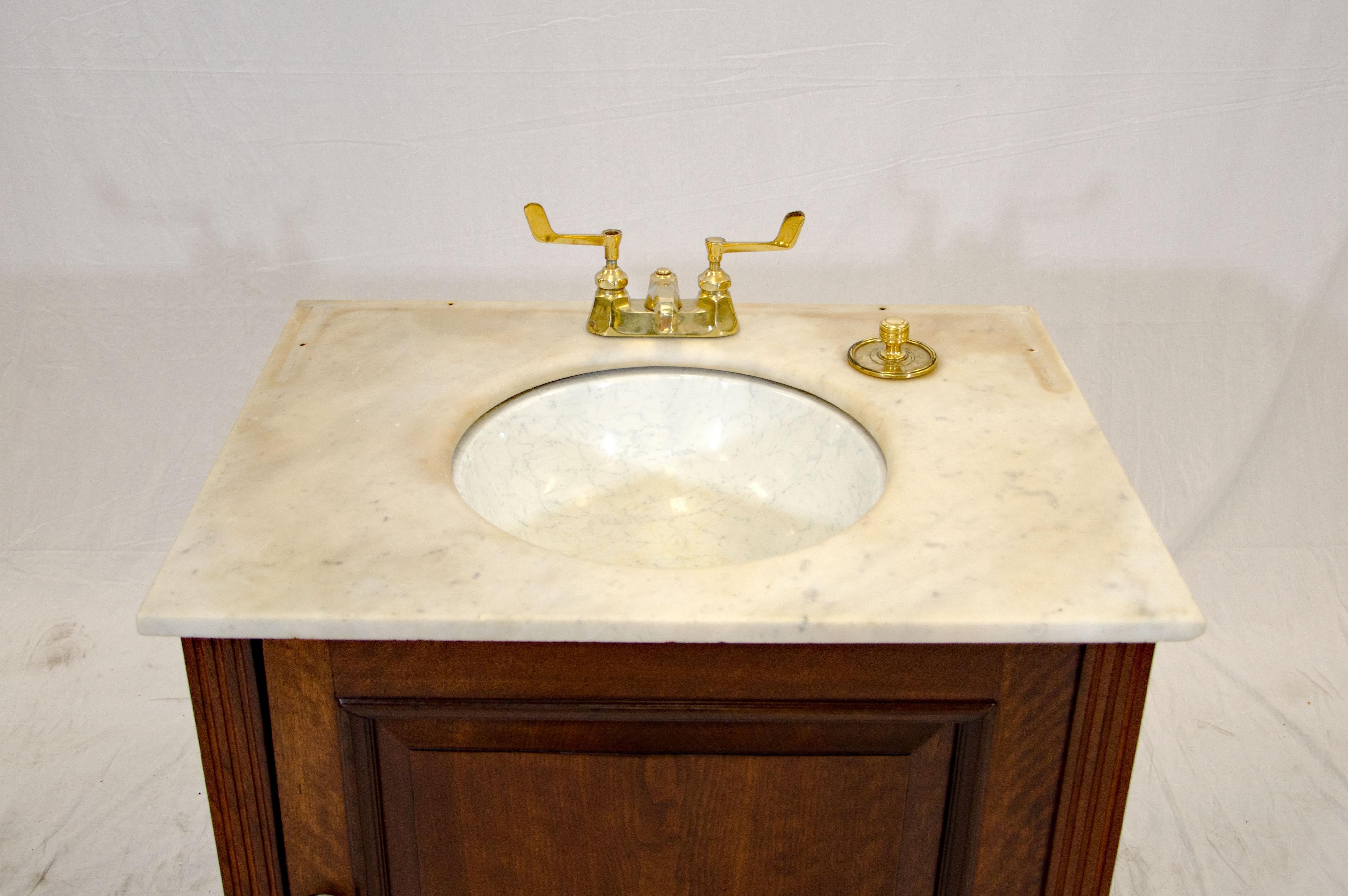 20th Century Victorian Marble-Top Cabinet with Sink