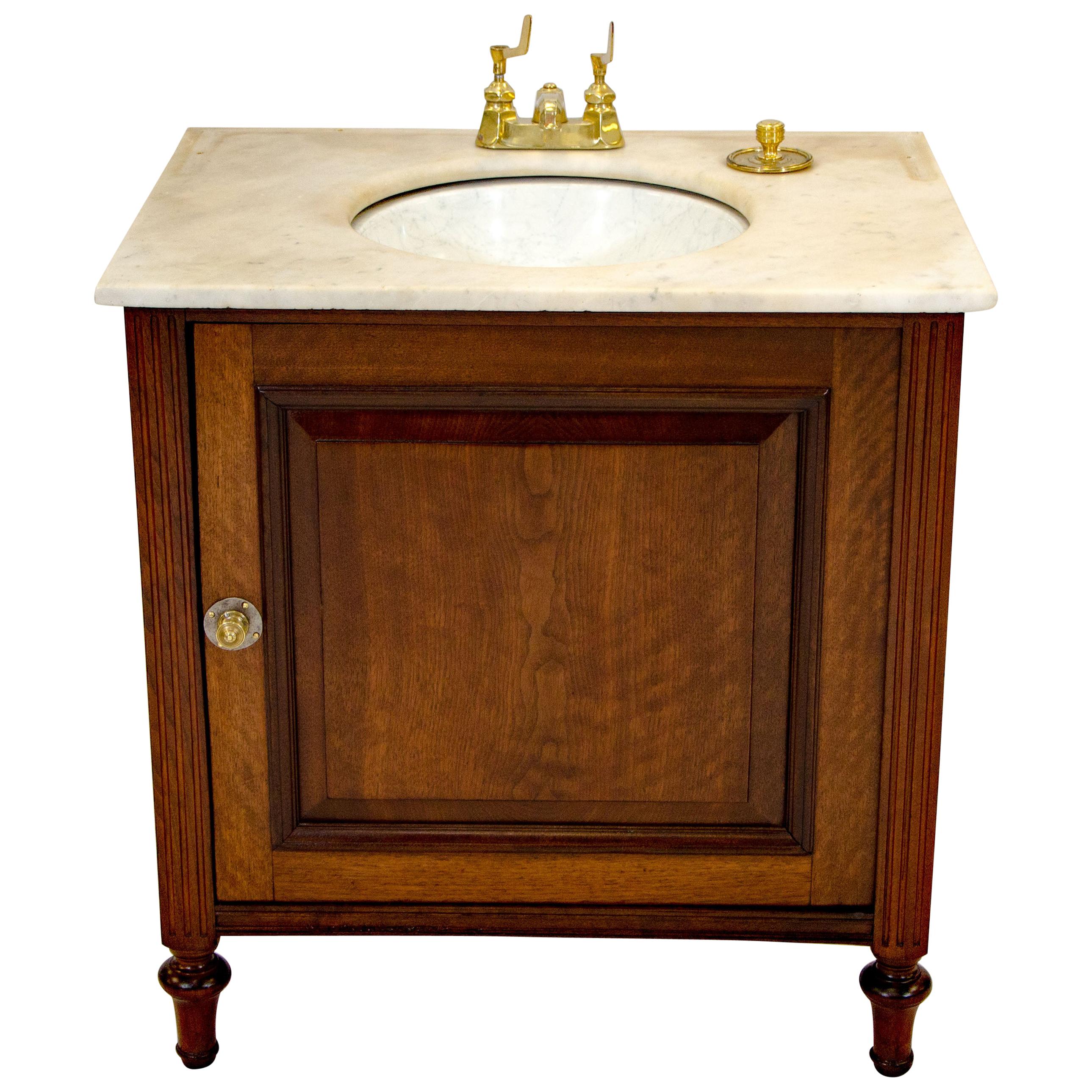 Victorian Marble-Top Cabinet with Sink
