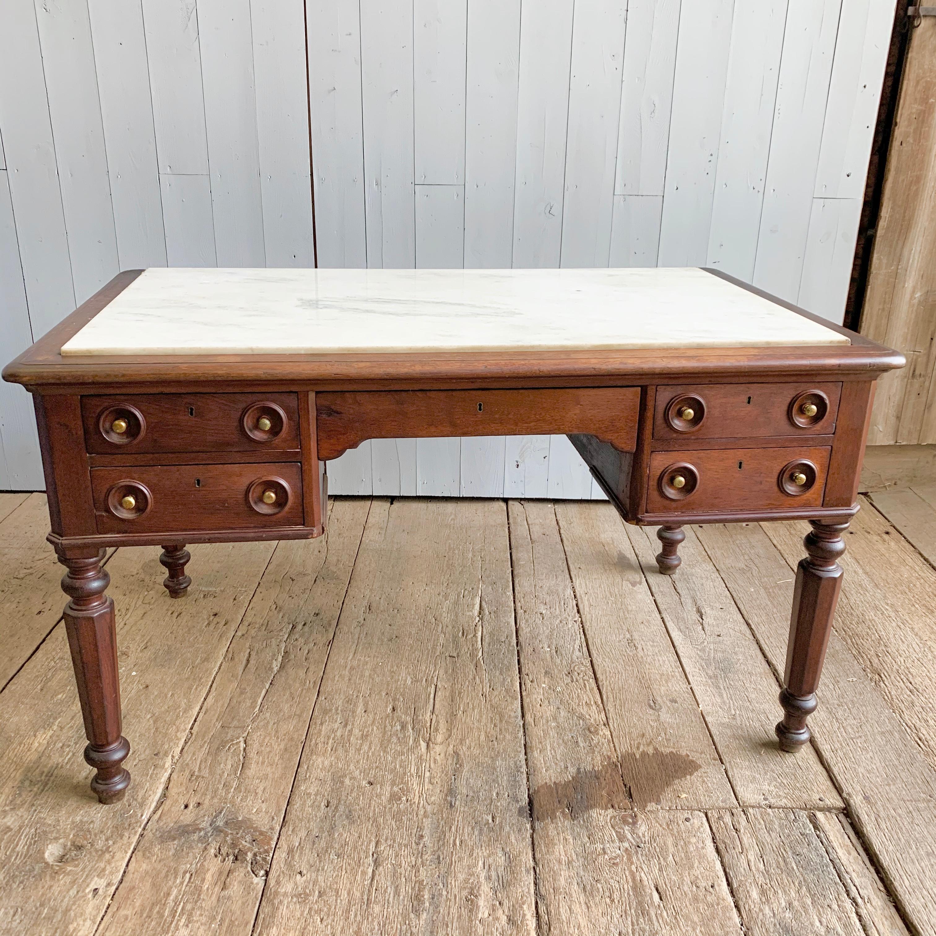 Victorian Marble Top Desk, 1870s at 1stDibs vintage marble top desk
