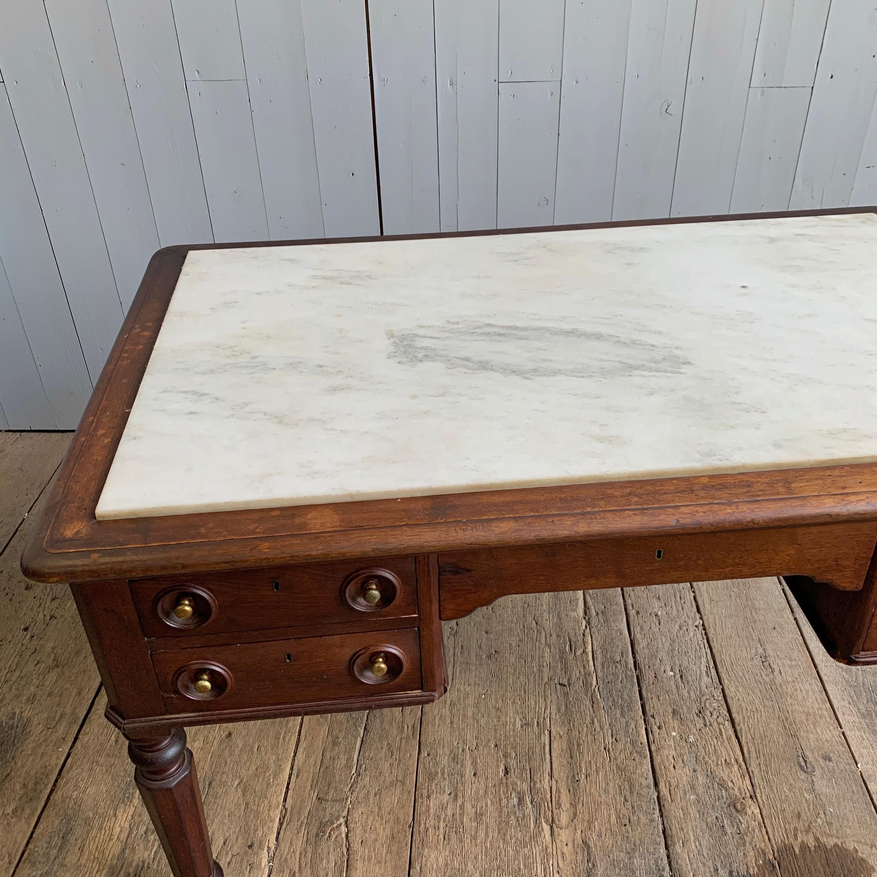 Victorian Marble Top Desk, 1870s at 1stDibs vintage marble top desk