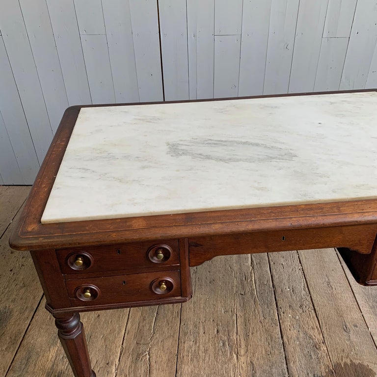 Victorian Marble Top Desk, 1870s at 1stDibs