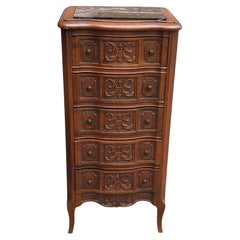 Victorian Marble Top Provincial Style Walnut Jewelry Chest