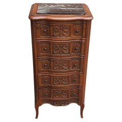 Antique Victorian Marble Top Provincial Style Walnut Jewelry Chest