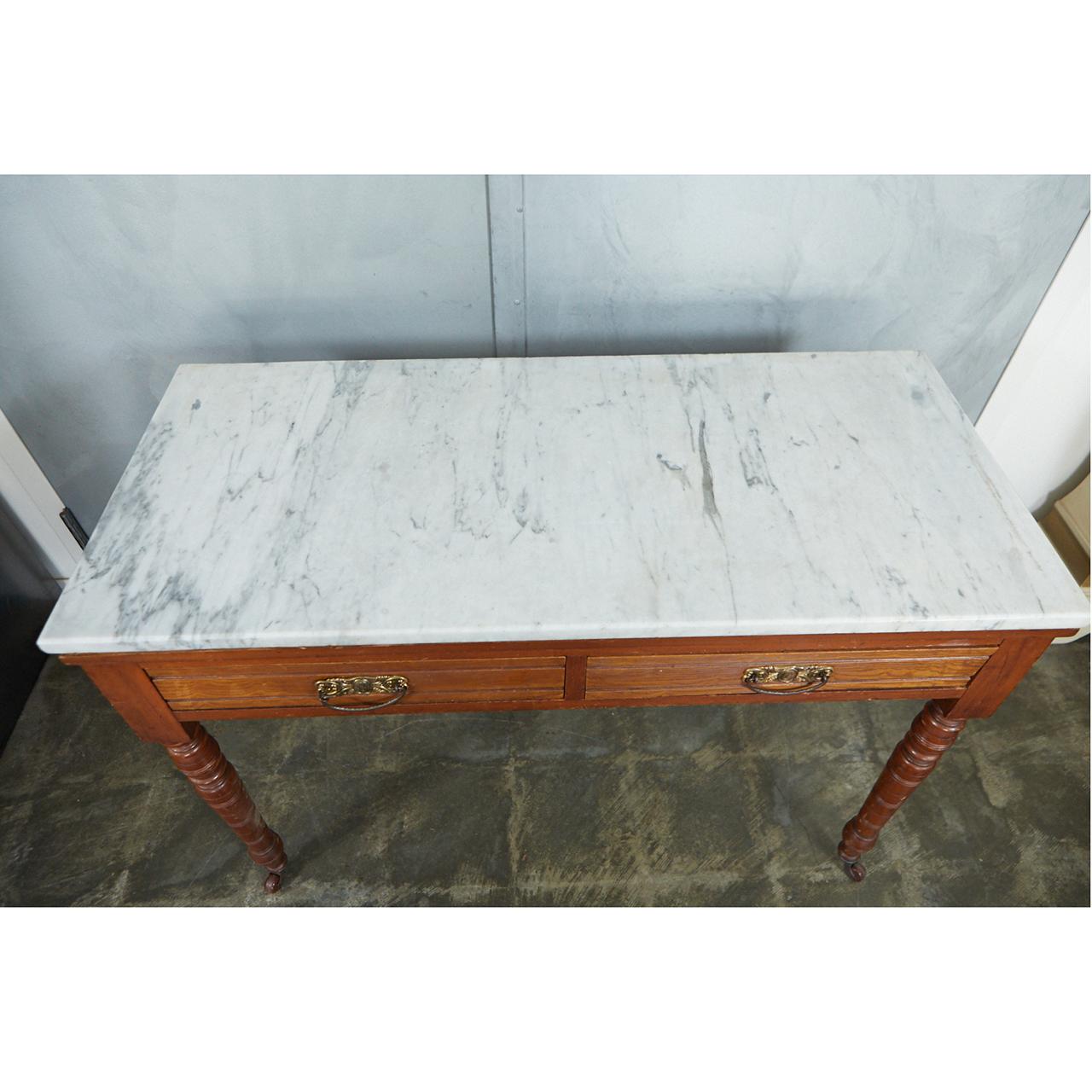 19th Century Victorian Marble-Top Table or Washstand