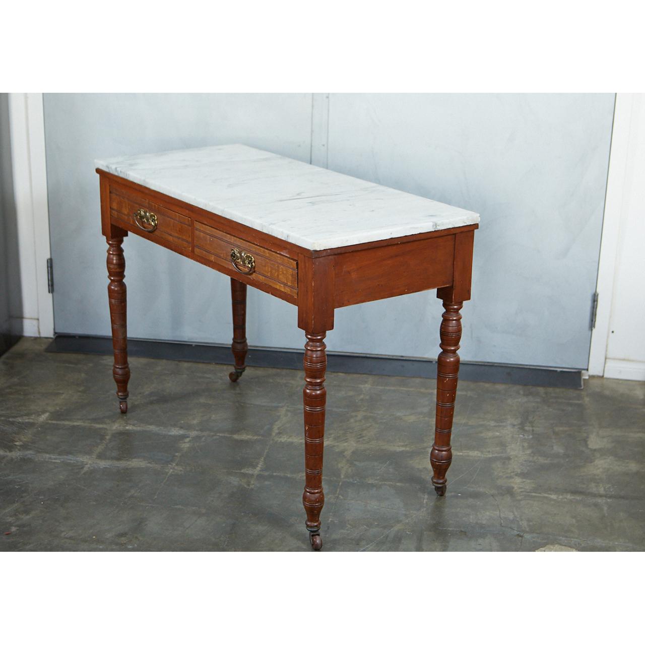 Brass Victorian Marble-Top Table or Washstand