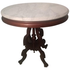 Antique Victorian Marble-Top Walnut Parlour Table, circa 1880