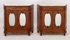 Victorian Marble Top Walnut Sideboards, Pr