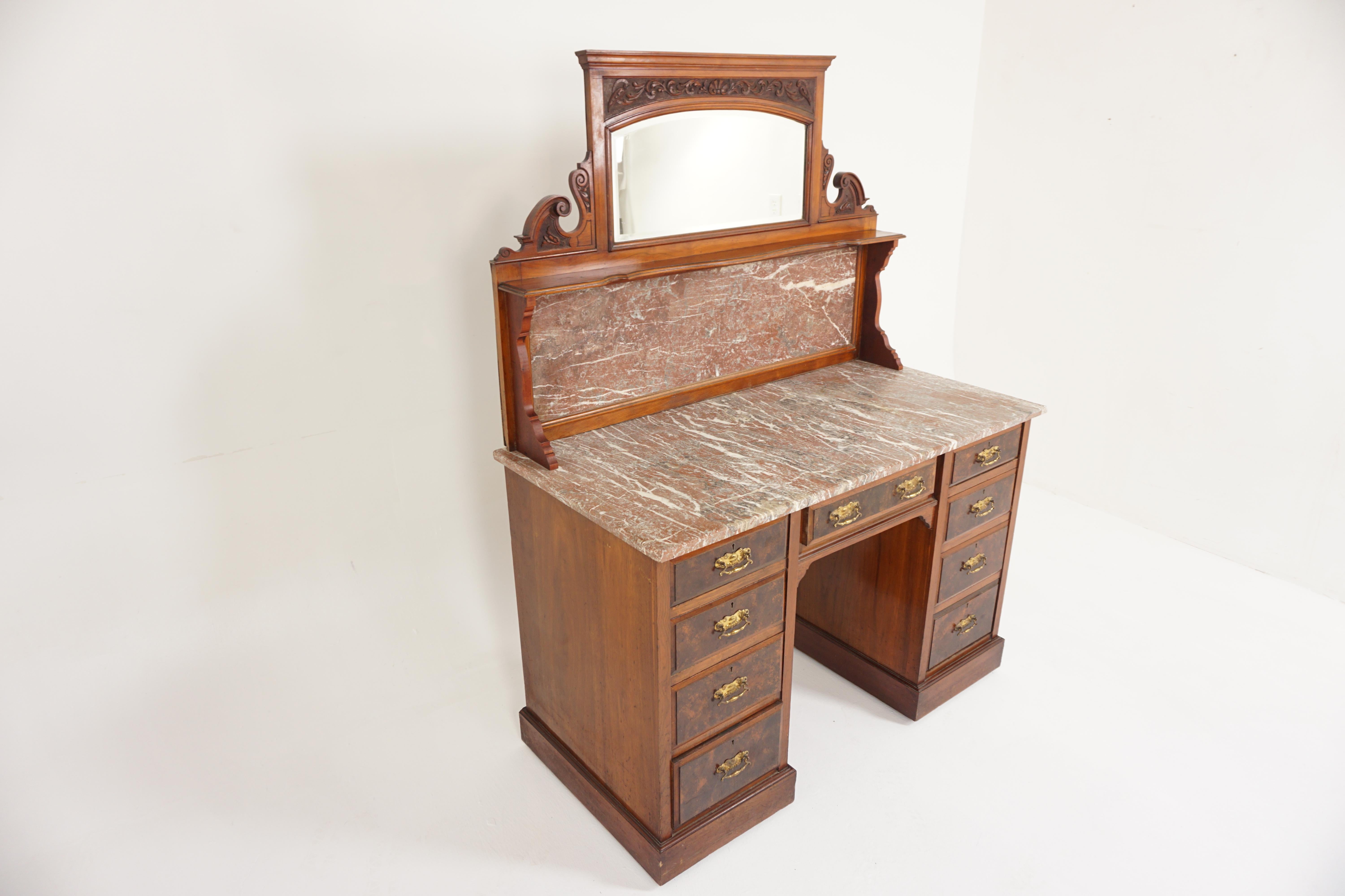 Scottish Victorian Marble Top Washstand, Dressing Chest Vanity, Scotland 1880, H215 For Sale