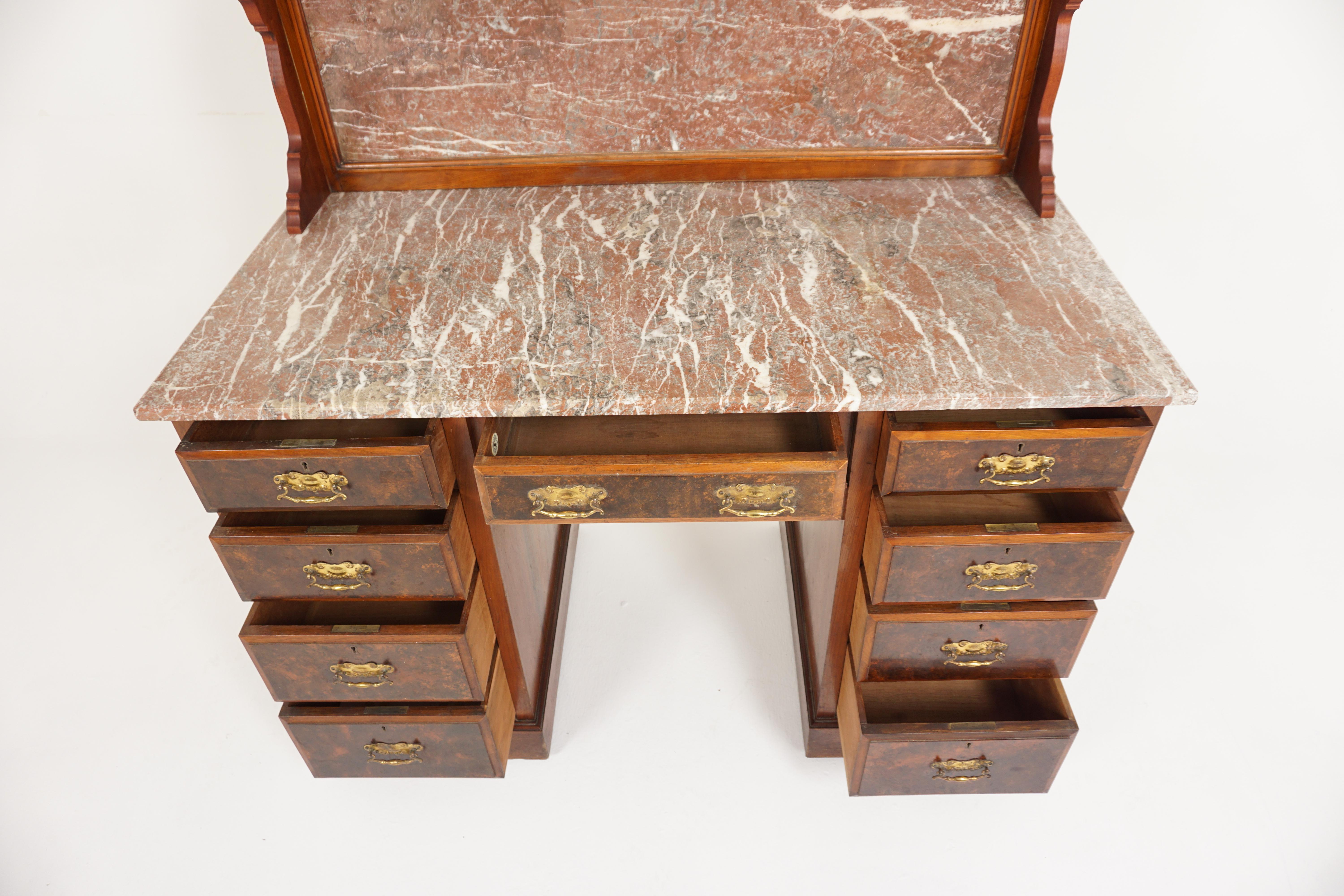 Scottish Victorian Marble Top Washstand, Dressing Chest Vanity, Scotland 1880, H215 For Sale