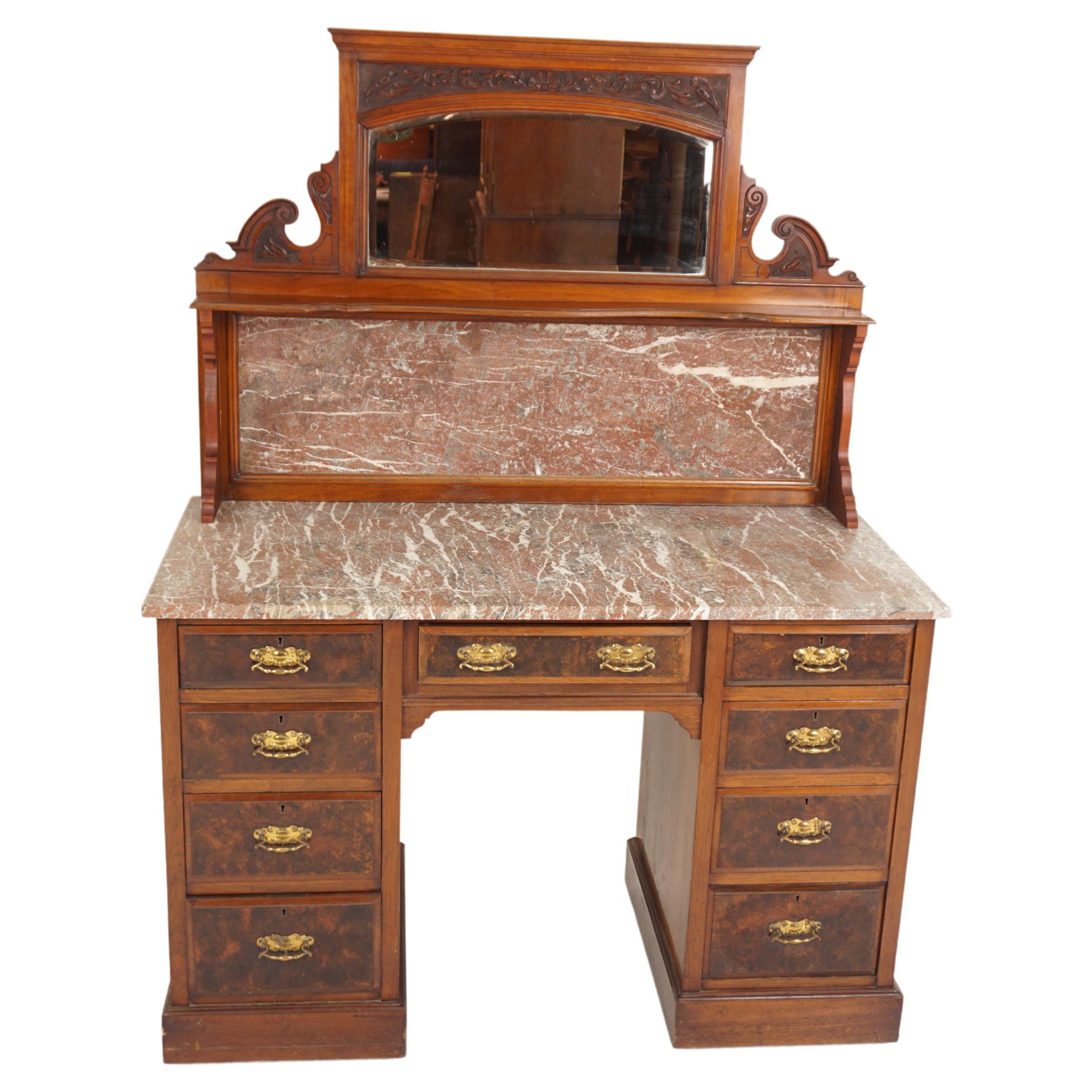 Victorian Marble Top Washstand, Dressing Chest Vanity, Scotland 1880, H215 For Sale