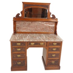 Victorian Marble Top Washstand, Dressing Chest Vanity, Scotland 1880, H215