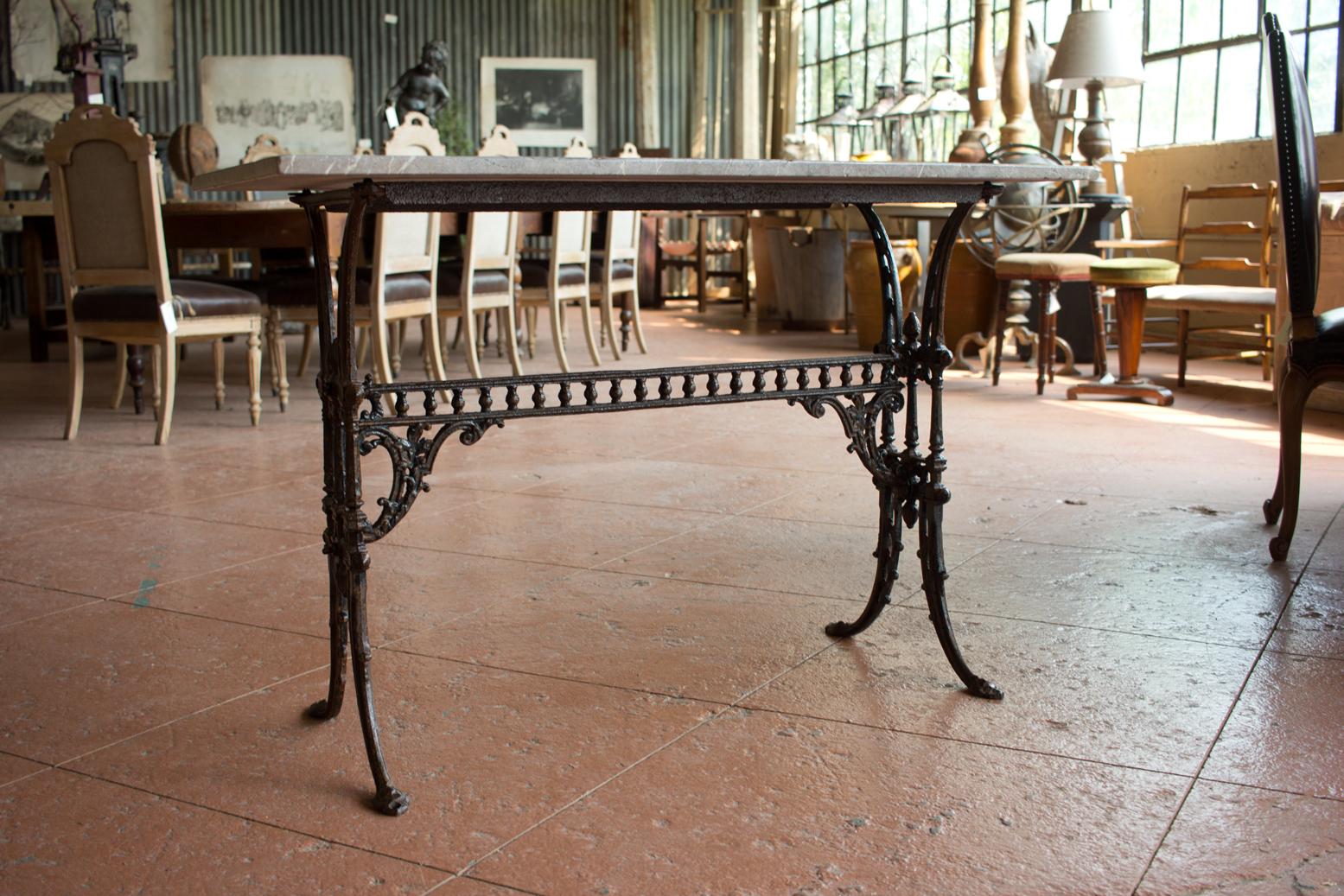British Victorian Marble-Topped Garden Table