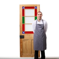 Victorian Margin Glazed Pine Door With Etched Stained Glass