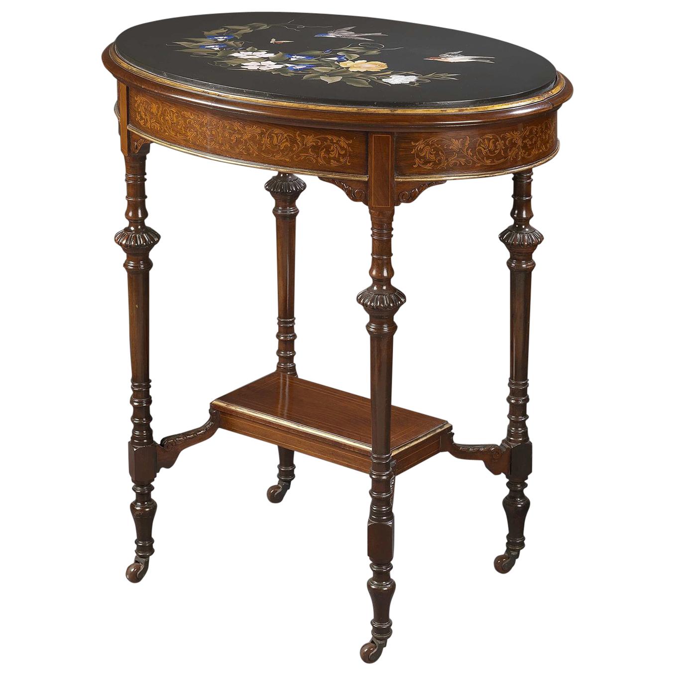 Victorian Marquetry Oval Table Attributed to Collinson and Lock, circa 1880 For Sale