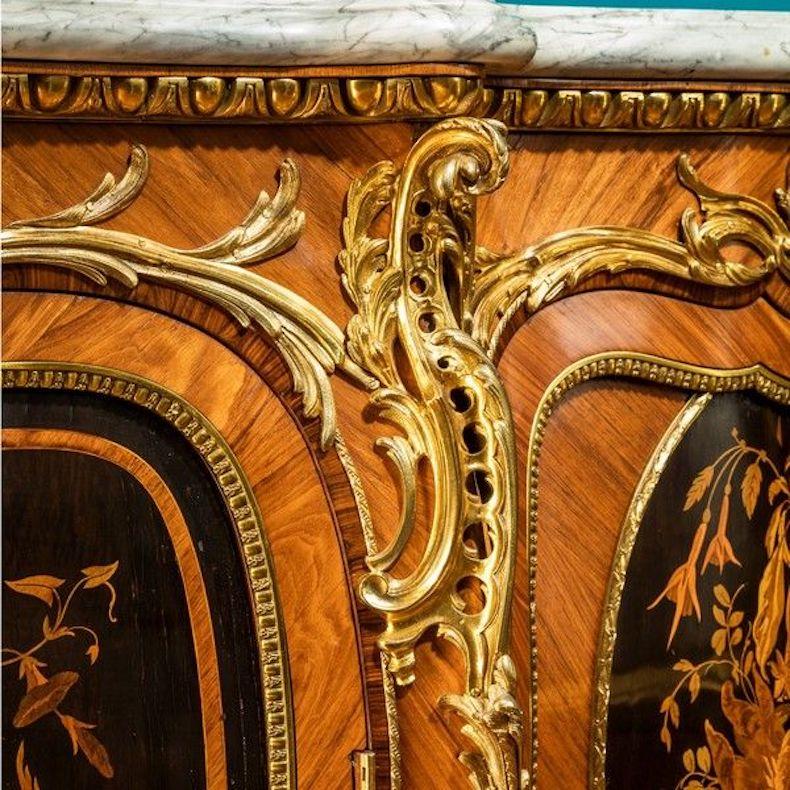 English Victorian Marquetry Side Cabinet in the French Taste