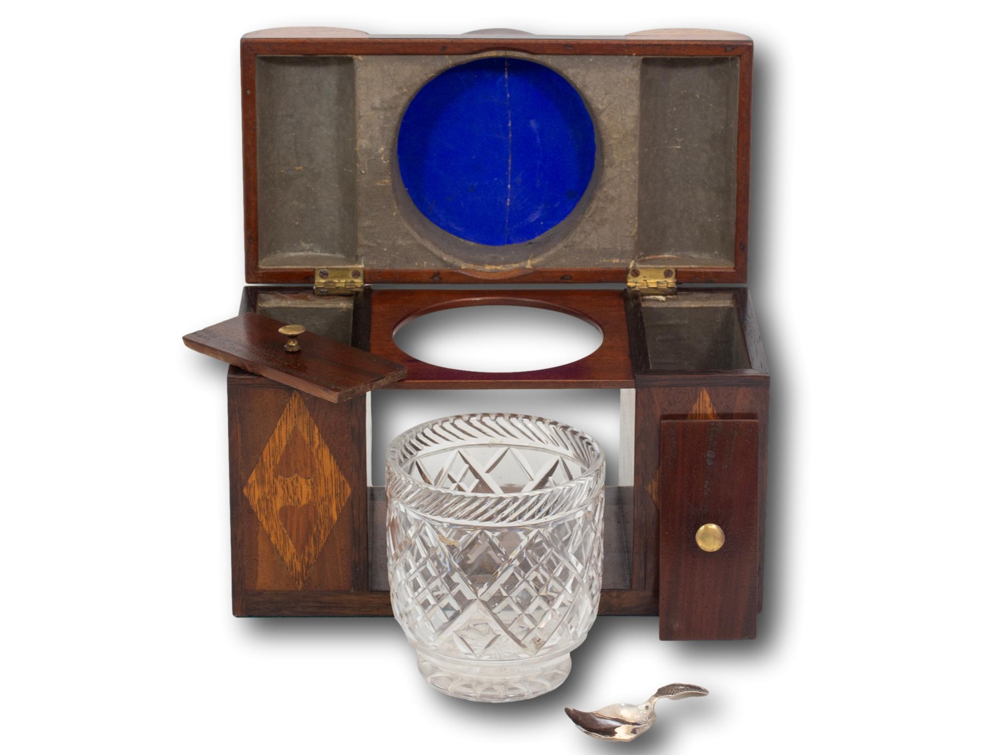 Caja de té victoriana de marquetería en venta 3