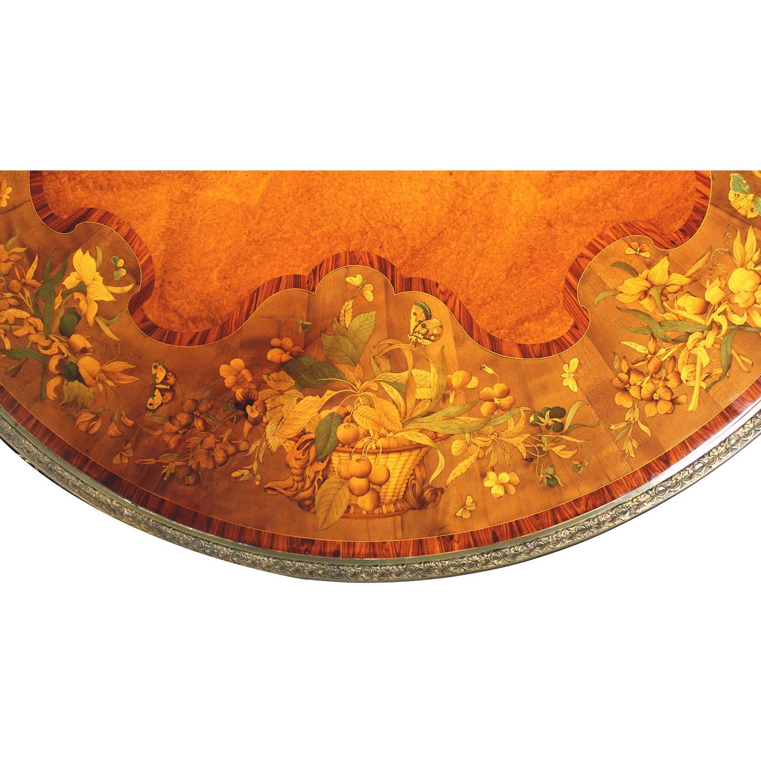 Glass Victorian Marquetry Tip-Top Center Table Attributed to Edward Holmes Baldock For Sale