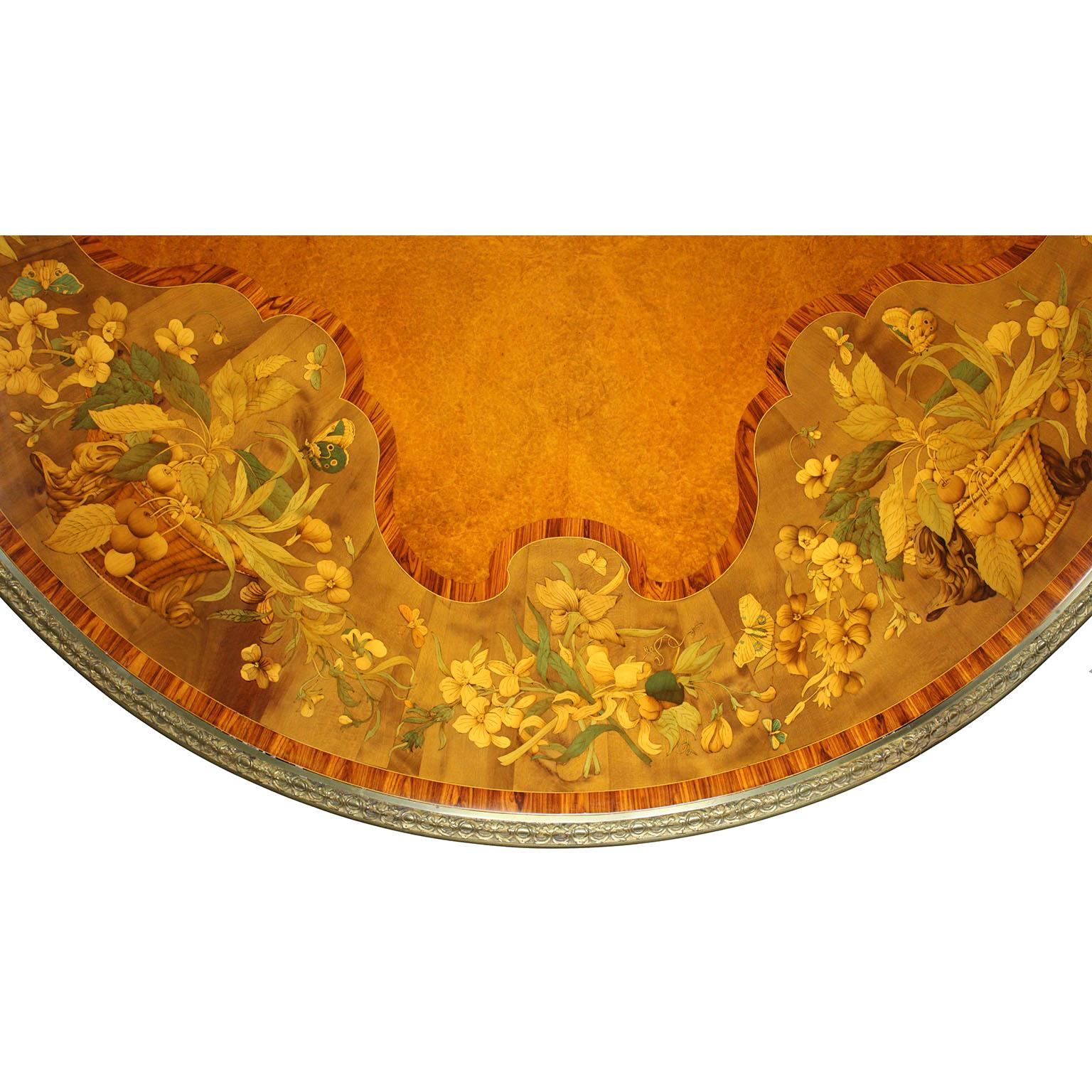 Victorian Marquetry Tip-Top Center Table Attributed to Edward Holmes Baldock In Good Condition For Sale In Los Angeles, CA