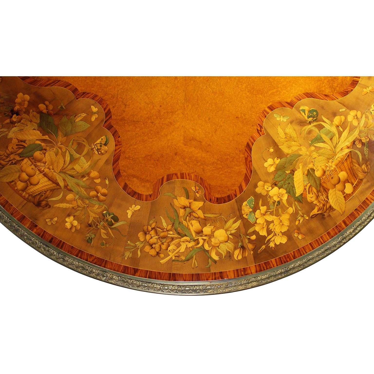19th Century Victorian Marquetry Tip-Top Center Table Attributed to Edward Holmes Baldock For Sale