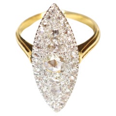 Victorian Marquise Diamond Ring in Yellow Gold and Platinum, Antique Ring
