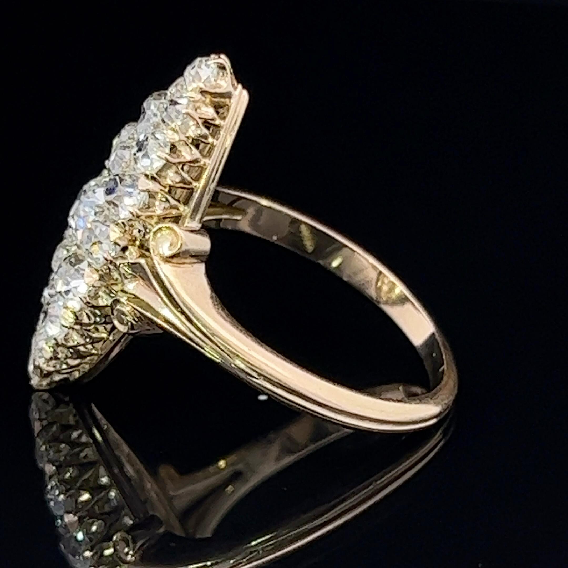 Victorian Marquise Shaped Cluster Ring Circa 1890 For Sale 1