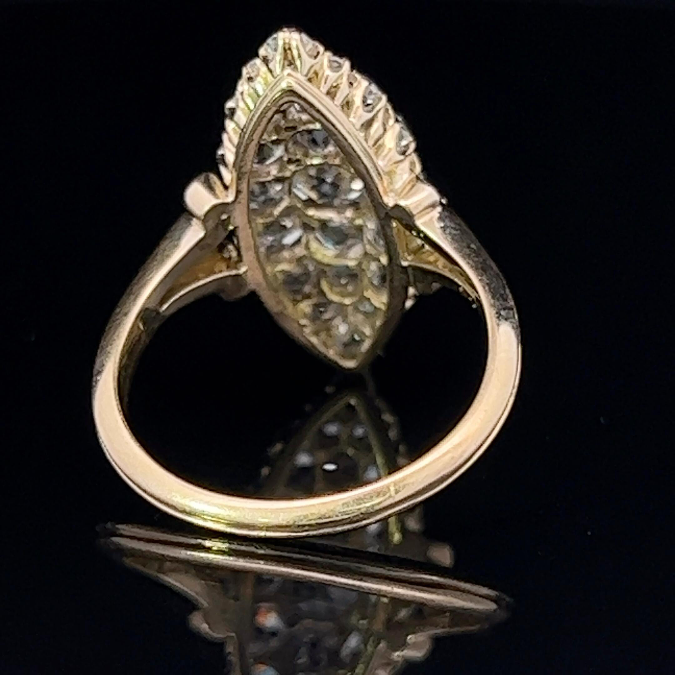 Victorian Marquise Shaped Cluster Ring Circa 1890 For Sale 2