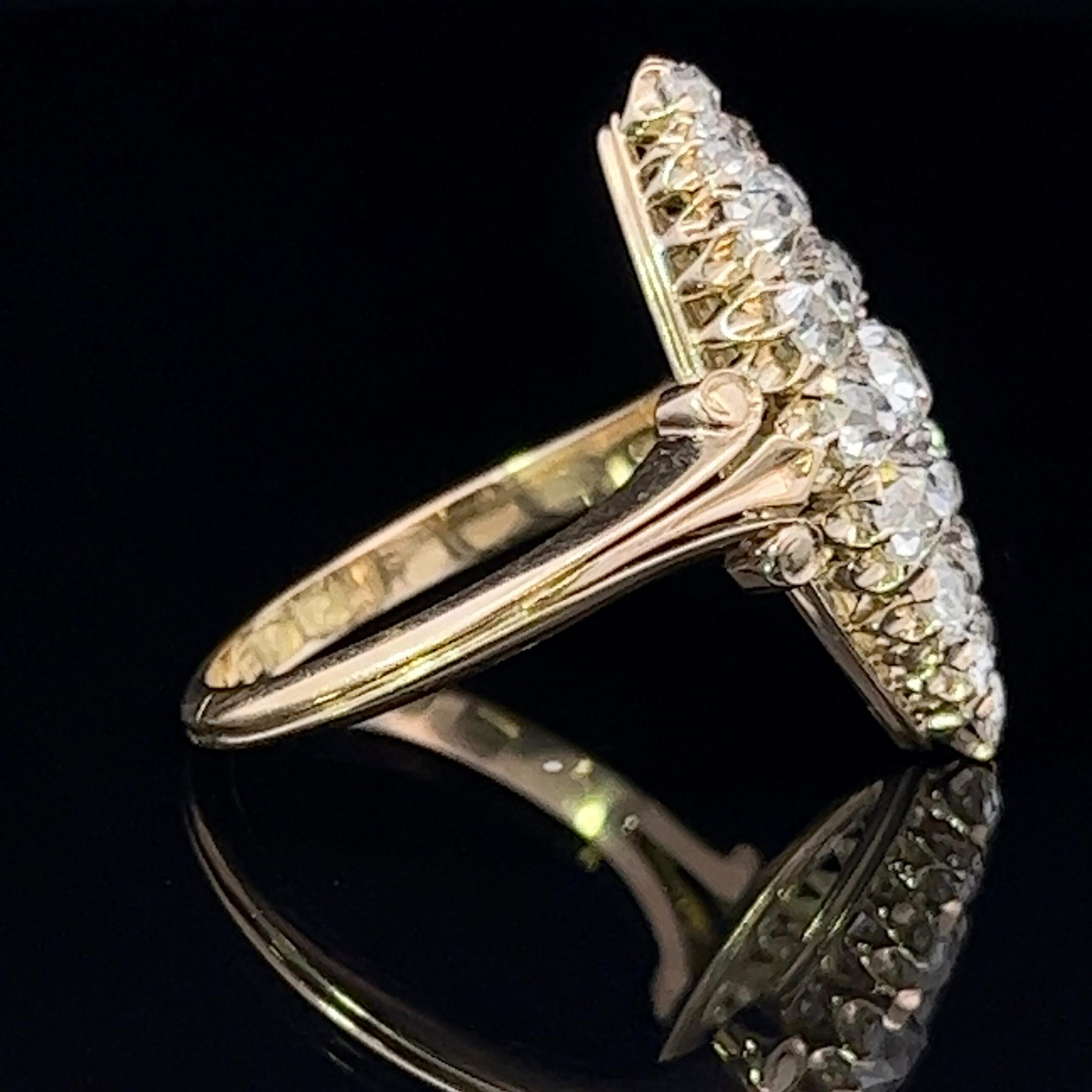 Victorian Marquise Shaped Cluster Ring Circa 1890 For Sale 3