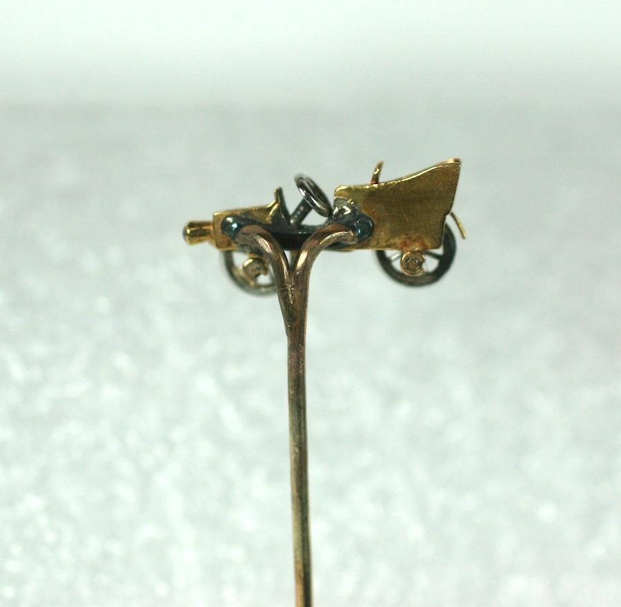 Victorian Mechanical Touring Car Stickpin In Excellent Condition For Sale In New York, NY