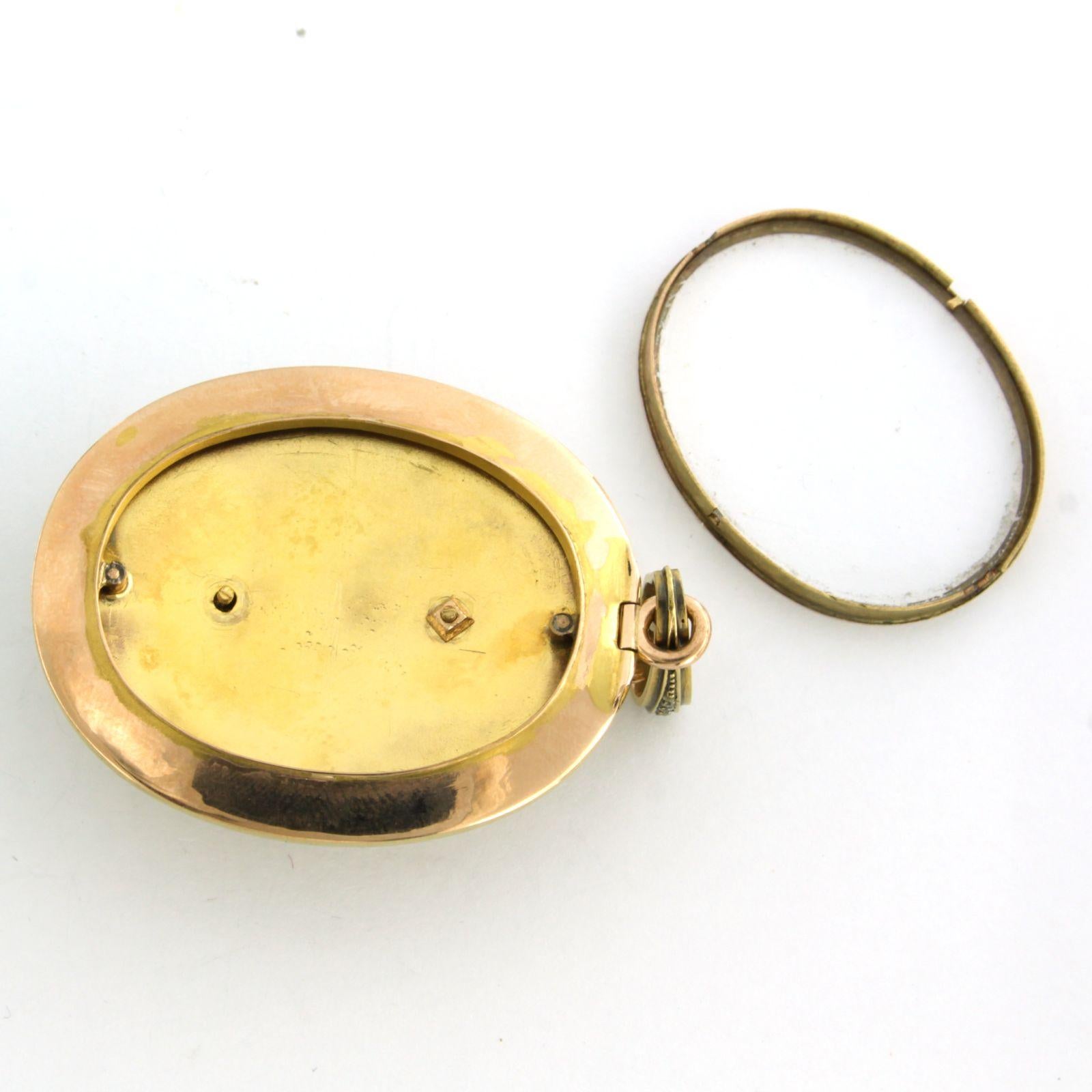 Taglio a rosa Pendente vittoriano a medaglione con diamanti rosa fino a 0,50ct in oro 18k 29,8 grammi in vendita