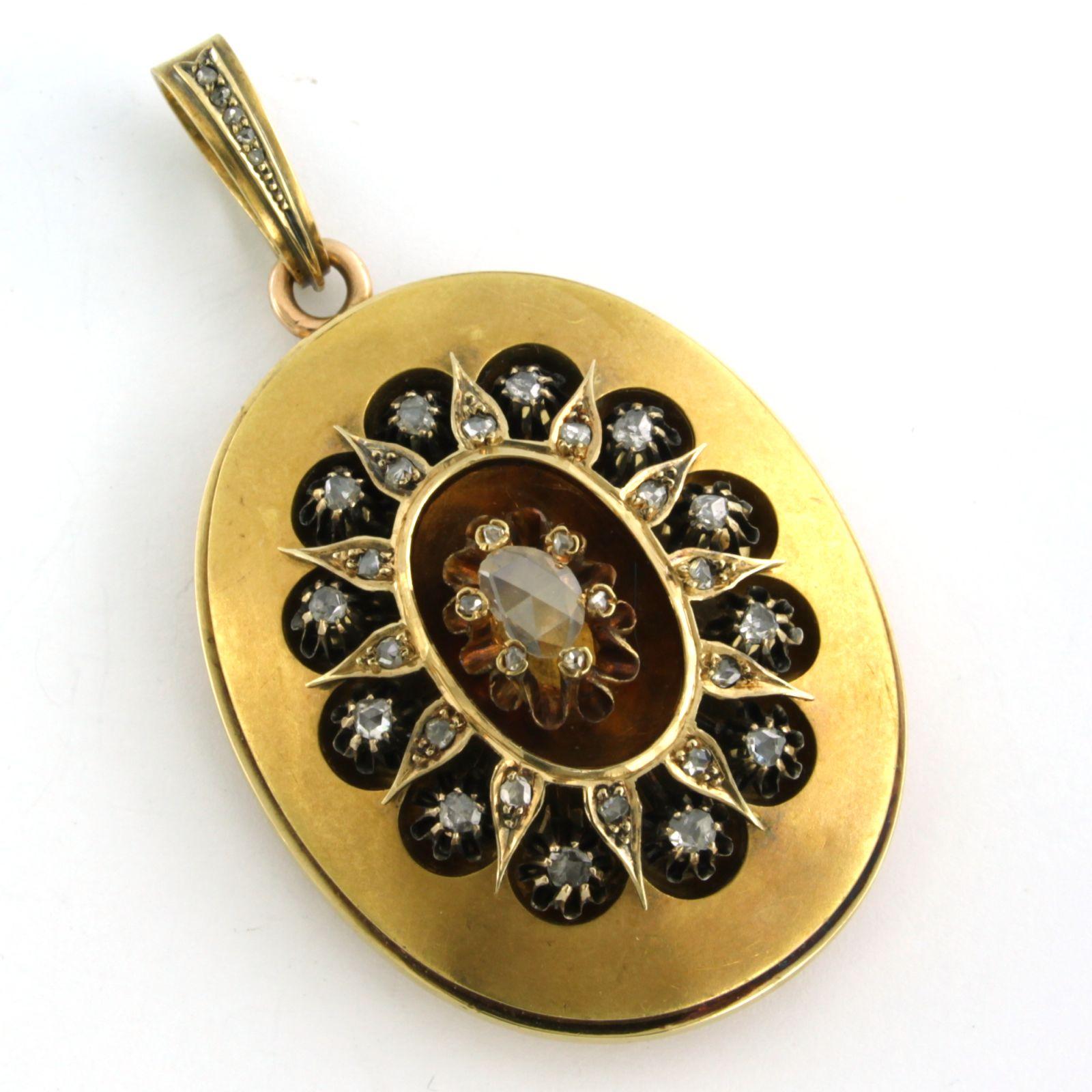 da uomo o donna Pendente vittoriano a medaglione con diamanti rosa fino a 0,50ct in oro 18k 29,8 grammi in vendita