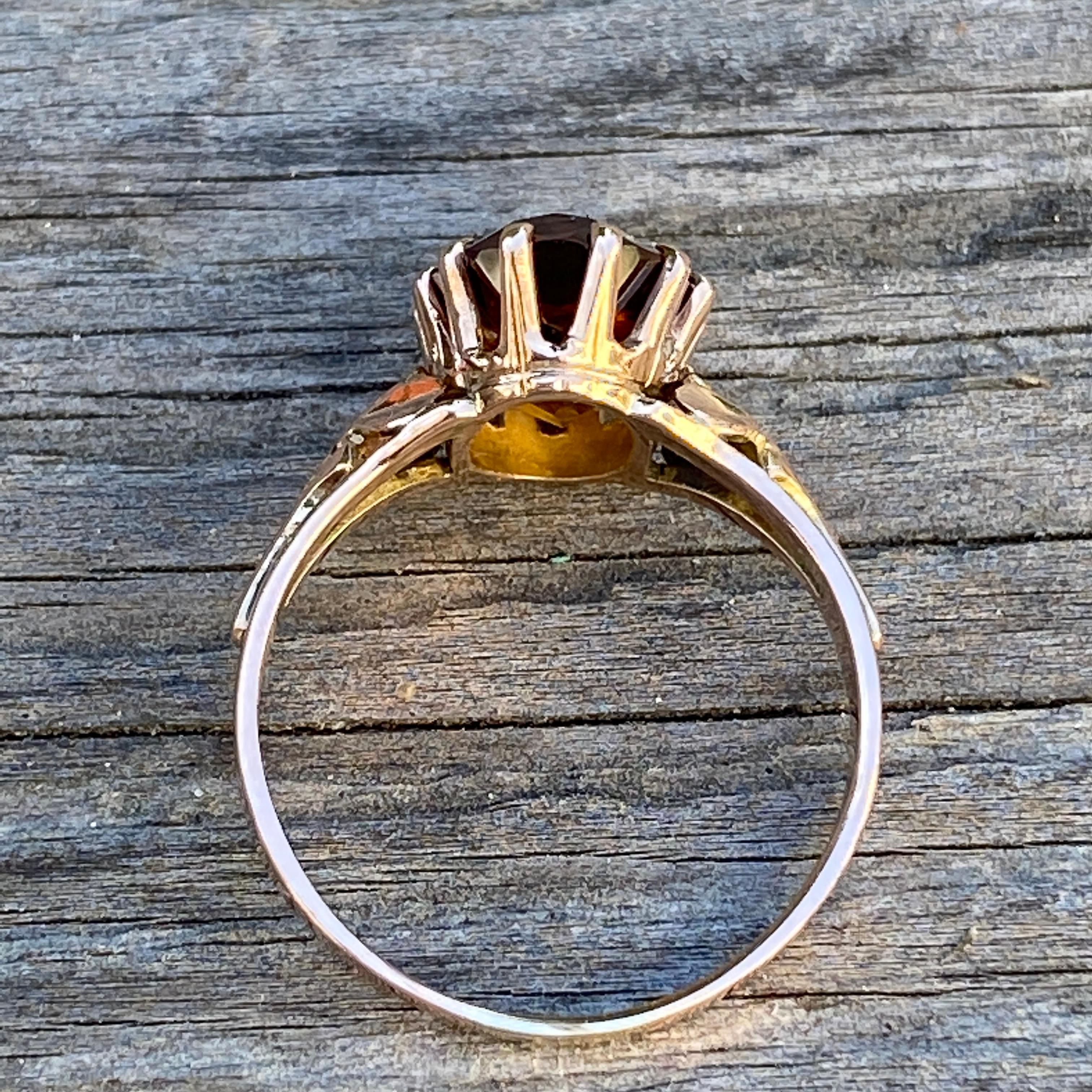 Filigraner viktorianischer Medeira Citrin-Ring aus 10K Gold im Angebot 8
