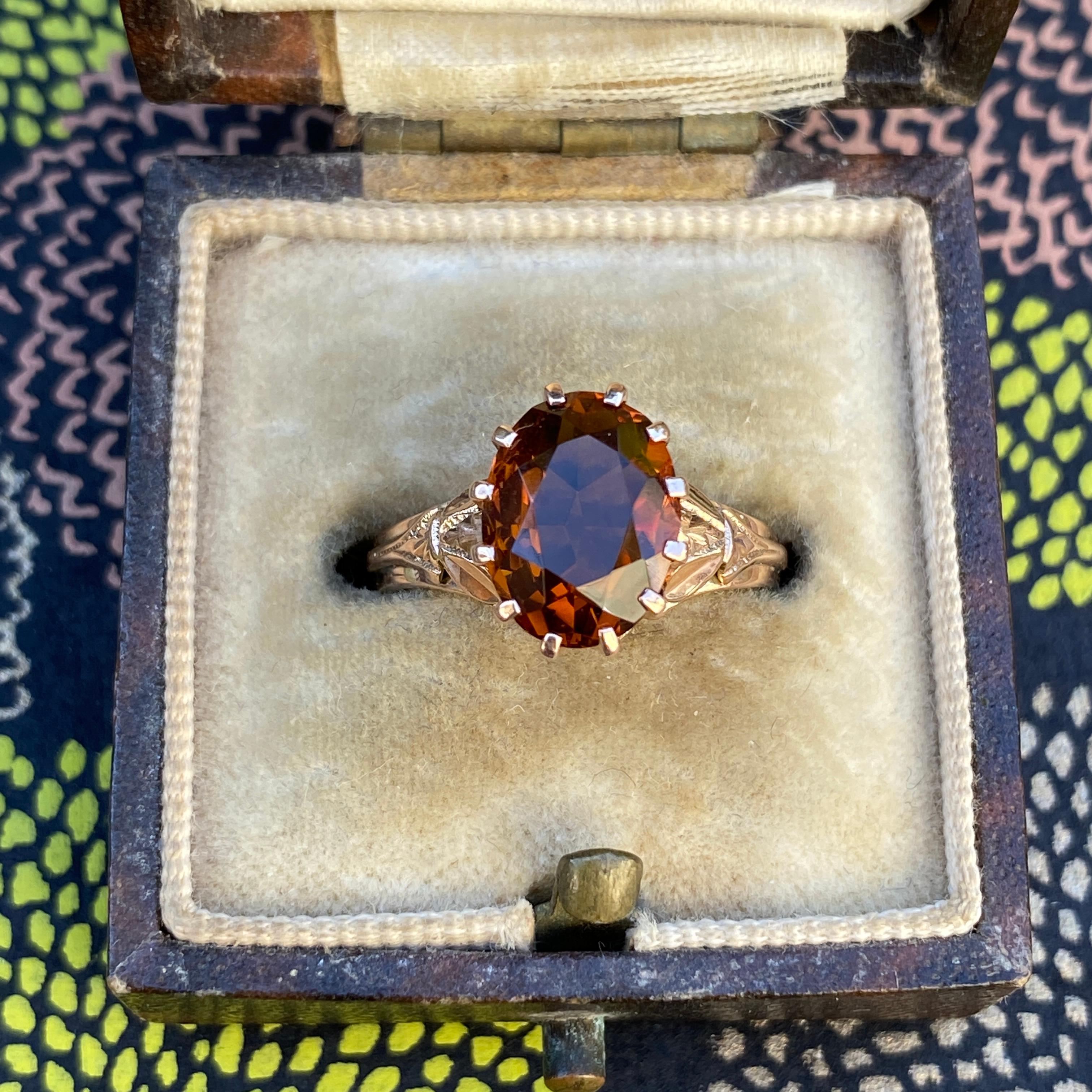 Victorian Medeira Citrine 10K Gold Filigree Ring In Good Condition For Sale In Scotts Valley, CA