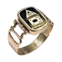 Victorian Memento Memorial Gold and Enamel Ring