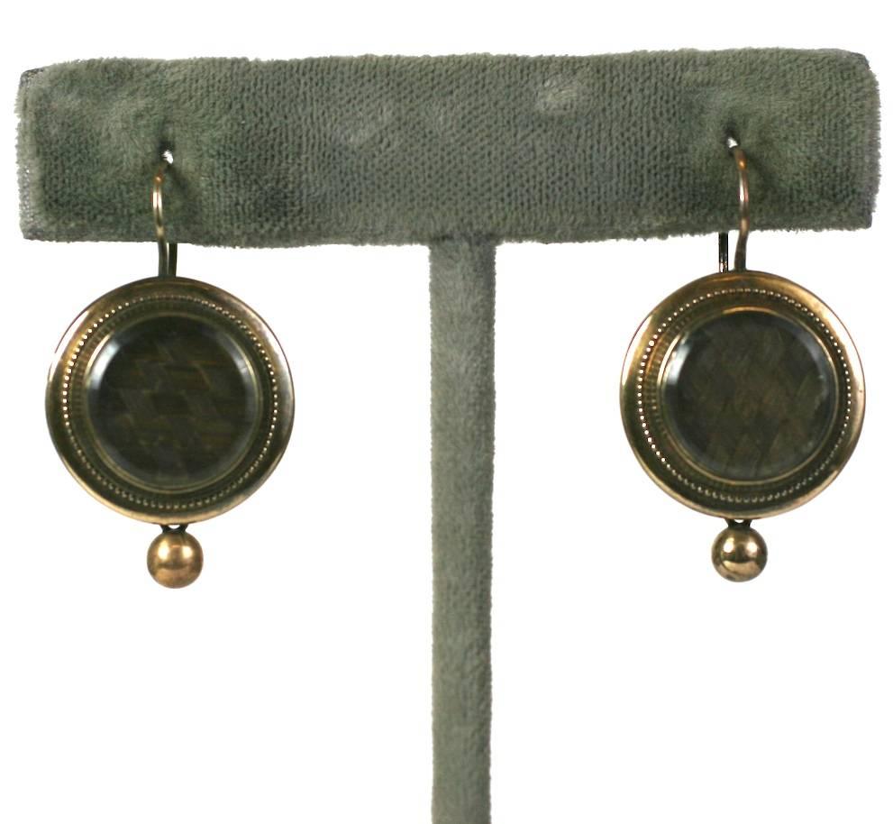 Victorian Memorial Hair Locket Earrings In Excellent Condition For Sale In New York, NY