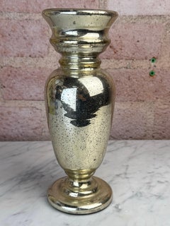 Victorian Mercury Glass Vase, Hand-Crafted with Distressed Finish