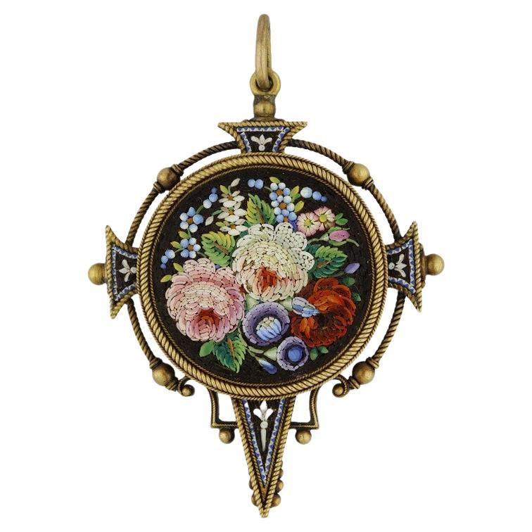 Pendentif victorien en micro-mosaïque, anglais, vers 1870 en vente