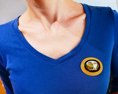 Victorian Micromosaics Yellow Gold Pin Brooch Clip Fitted Box Stamped WL Sweden